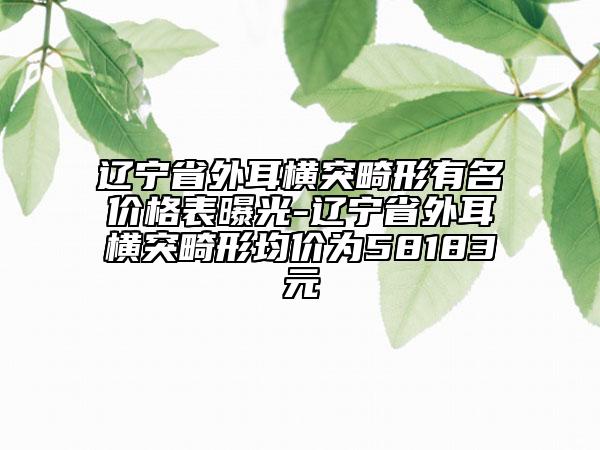 辽宁省外耳横突畸形有名价格表曝光-辽宁省外耳横突畸形均价为58183元